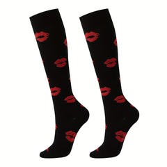 6 Pairs Compression Knee High Socks for Running and Cycling