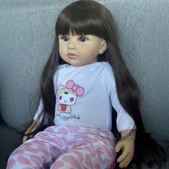 Long Hair Princess Toddler Reborn Baby Doll with Vinyl Limbs & Cloth Body