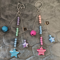 Y2K Bell & Star Keychain for Girls - Red