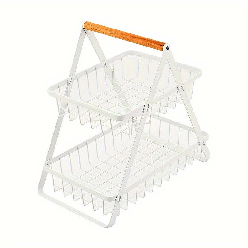 Foldable Iron Fruit Basket Desktop Storage Rack