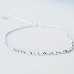S925 Sterling Silver Small Round Bead Chain Bracelet & Beaded Bracelet