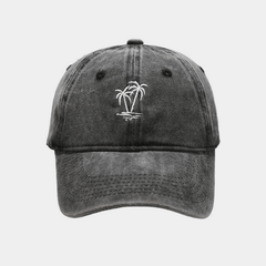 Men's Coconut Tree Embroidery Washed Casual Sun Hat Baseball Cap