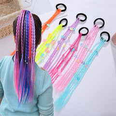 6pcs Colorful Braided Wigs Hair Ties With Decorations