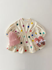 Baby Girl Colorful Balloon Long-sleeved Cotton Dress