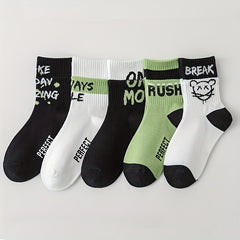 5 Pairs Kids Cotton Sports Socks for Boys Breathable Deodorant Short Socks