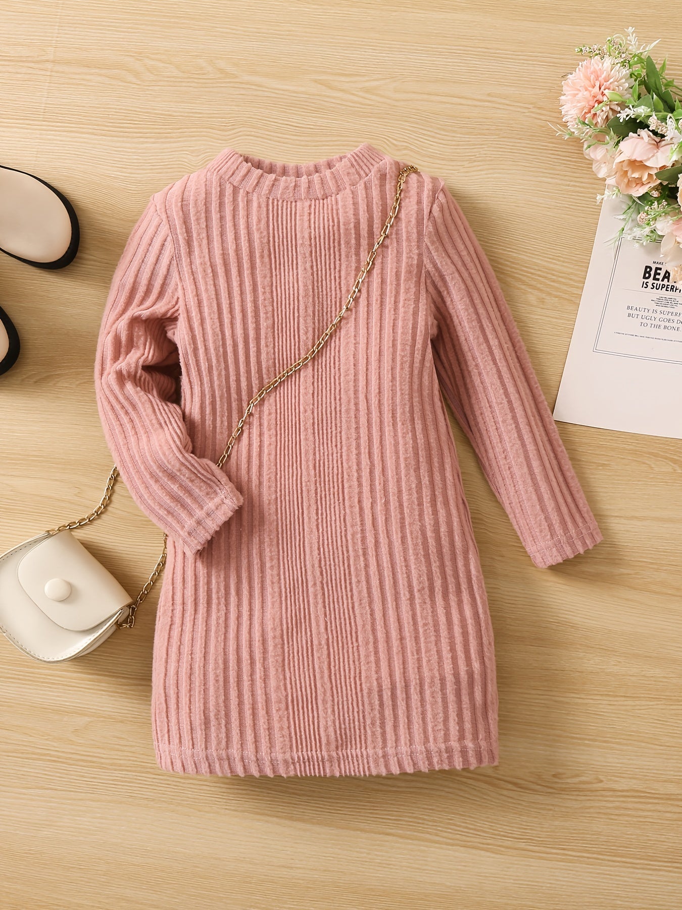 Girls Ribbed Stretch Fit Slim Dress Kids Clothes