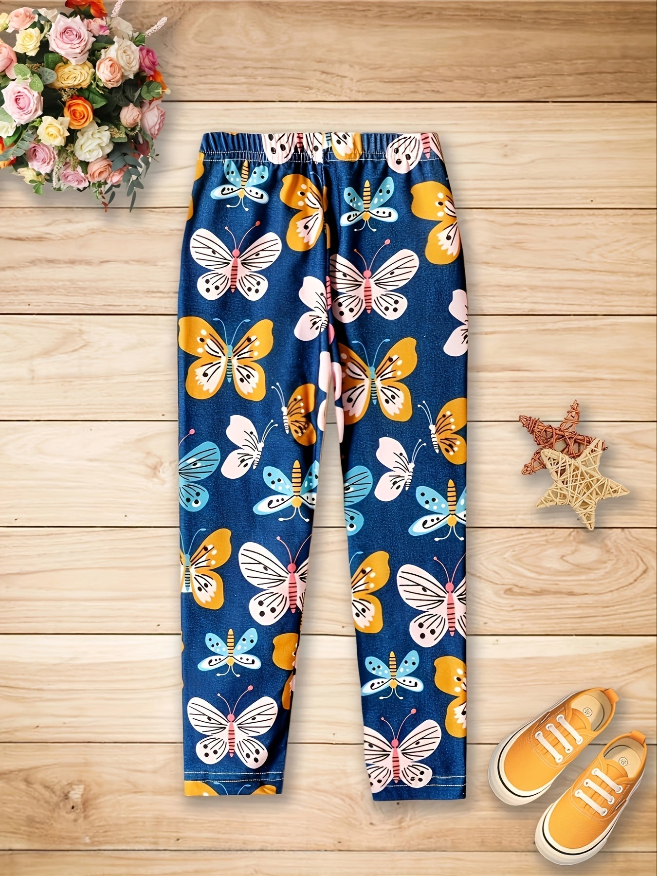 Girls Butterfly Graphic Stretch Yoga Leggings High Waist Slim Pants