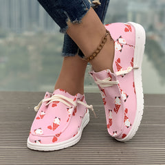 Women's Skate Shoes with Heart & Icecream Pattern, Lightweight