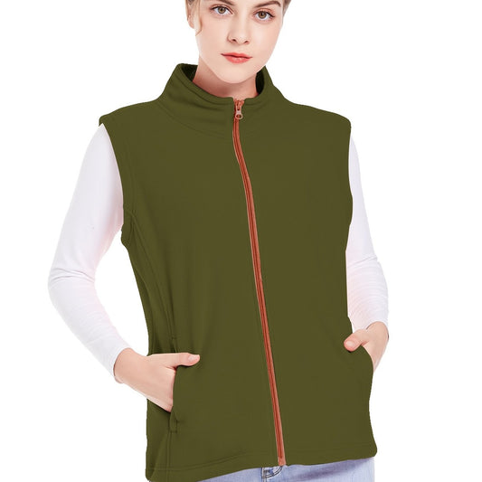 Sleeveless Stand Collar Jacket with Pockets Women's Outerwear