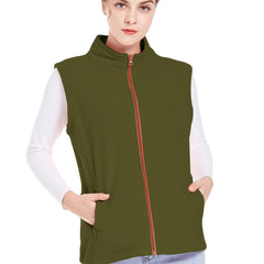 Sleeveless Stand Collar Jacket with Pockets Women's Outerwear