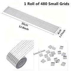 Mirror Mosaic Tiles 5x5mm Self Adhesive 3D Grid Sticker Peel Stick Disco