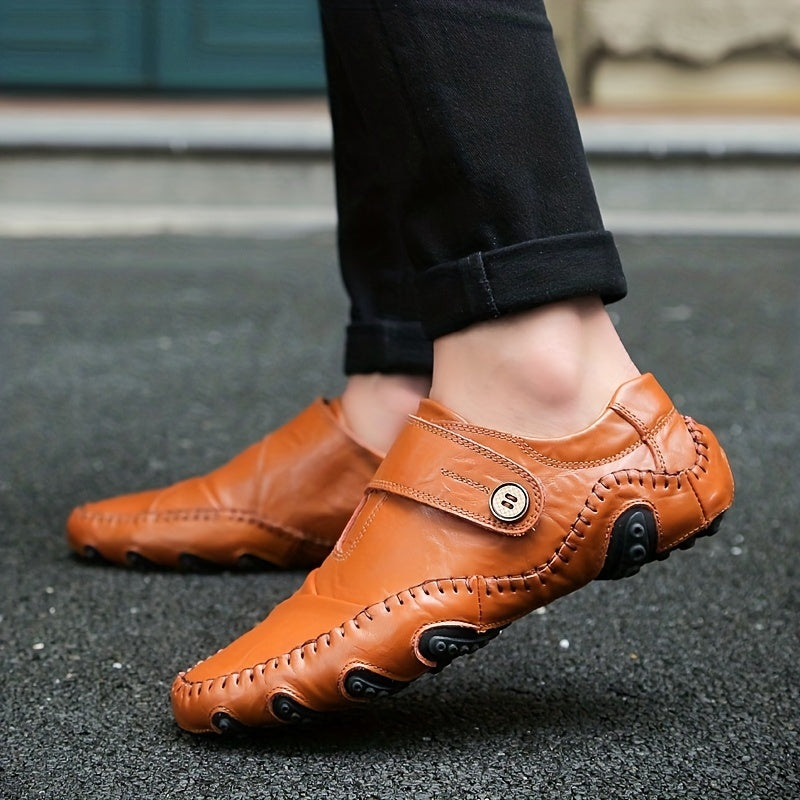 Men's Casual Walking Shoes Button Closure Lace Up Stitch Detail