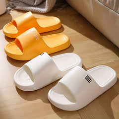 Women's Striped Soft Sole Pillow Slides Non-slip Bathroom Shoes