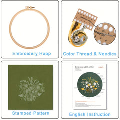 Embroidery Starter Kit Flower Plant Pattern Cross Stitch Set