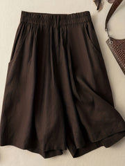 Solid Elastic Waist Shorts Casual Summer Versatile Shorts Women's Clothing