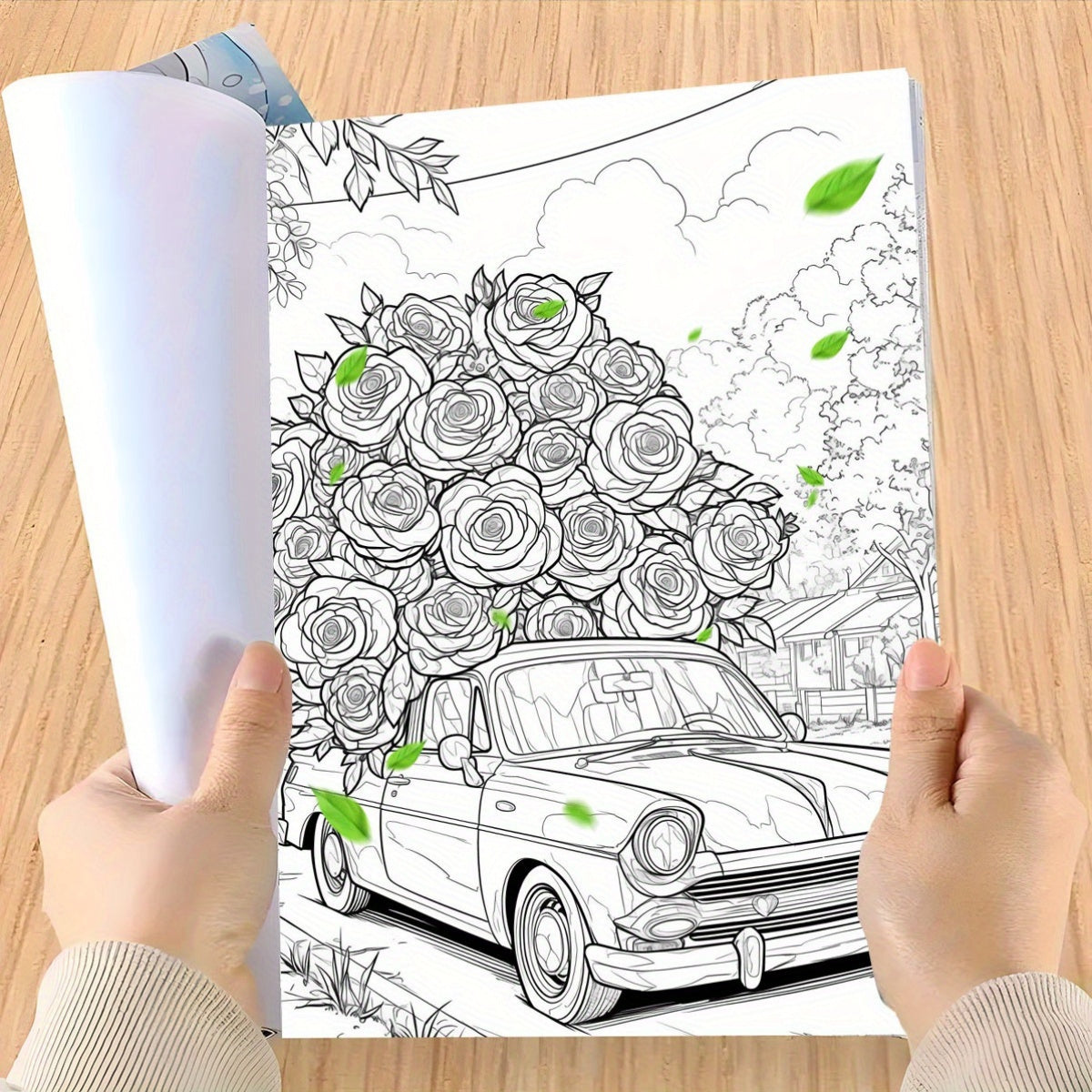 Flower Cart Deluxe Coloring Book - Stress Relieving Art Book for Teens & Adults