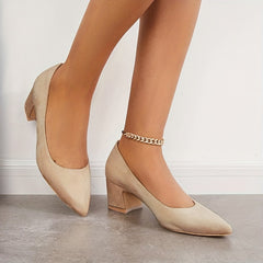 Women's Pointed Toe Low Heel Slip-On Court Pumps