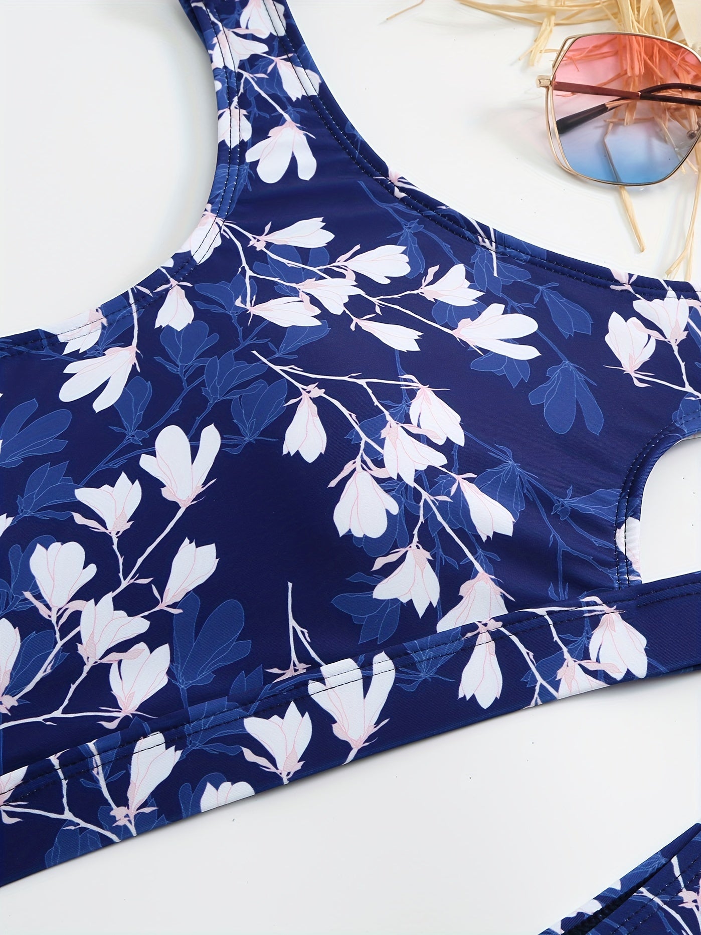 Floral Cut Out Tankini Set