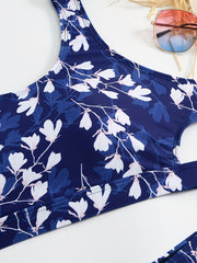 Floral Cut Out Tankini Set