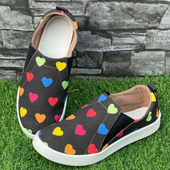 Heart Pattern Slip-On Flat Shoes for Women