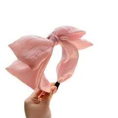 Seersucker Oversized Bow Headband Wide Brimmed Sweet Hair Accessories