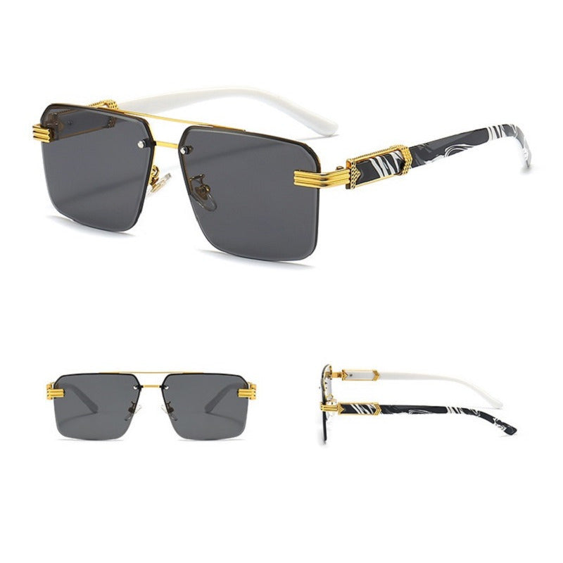 Men's Half Frame Square Cut Sunglasses