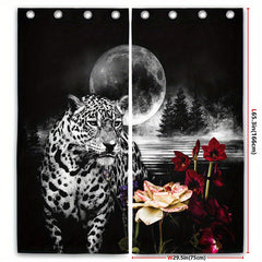 2pcs Leopard Flower Curtains for Home Decor