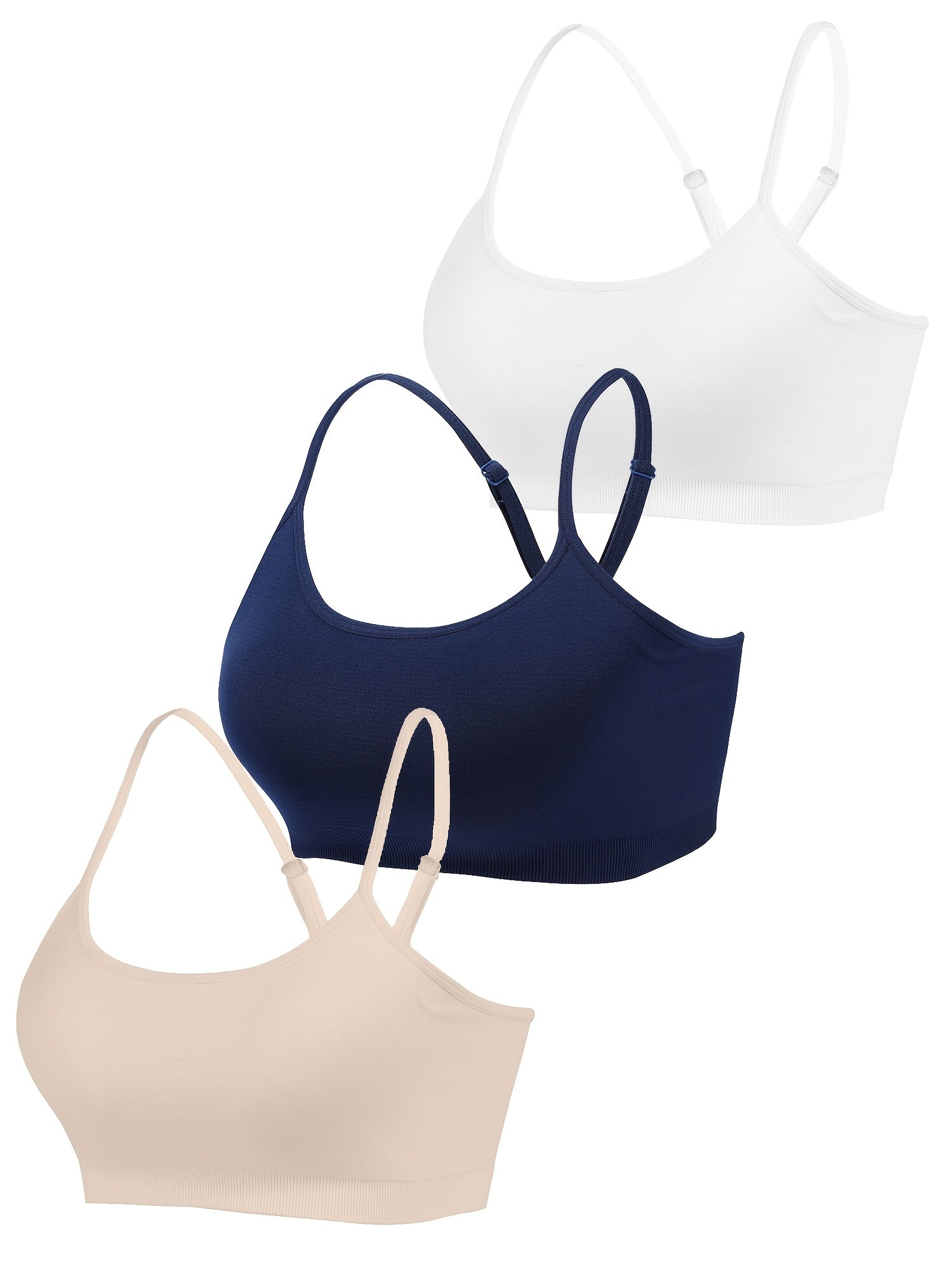 3pcs Solid Cami Tops Soft & Comfy Sports Crop Top Women's Lingerie