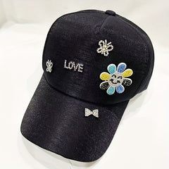 Y2K Rhinestone Cartoon Patch Baseball Cap for Women