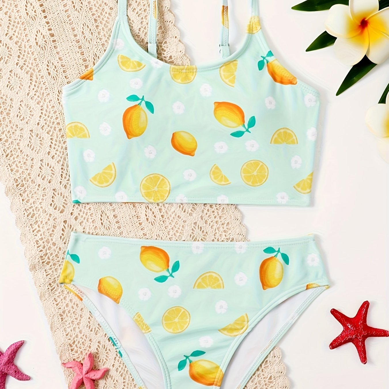 2pcs Lemon Bikini Swimsuit For Girls Summer Beach Gift