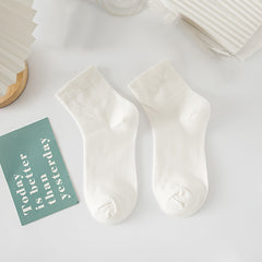 6 Pairs Teenager's Solid Knitted Socks Soft Crew Socks For Outdoor