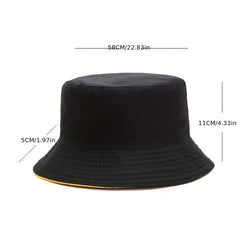 Smiling Face Embroidery Bucket Hat Reversible UV Protection Sun Hat
