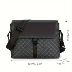 Casual Plaid Messenger Bag for Men Water Resistant PU Shoulder Crossbody Bag