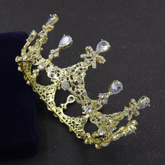 Round Zircon Crown Silvery Golden Hairband Headband