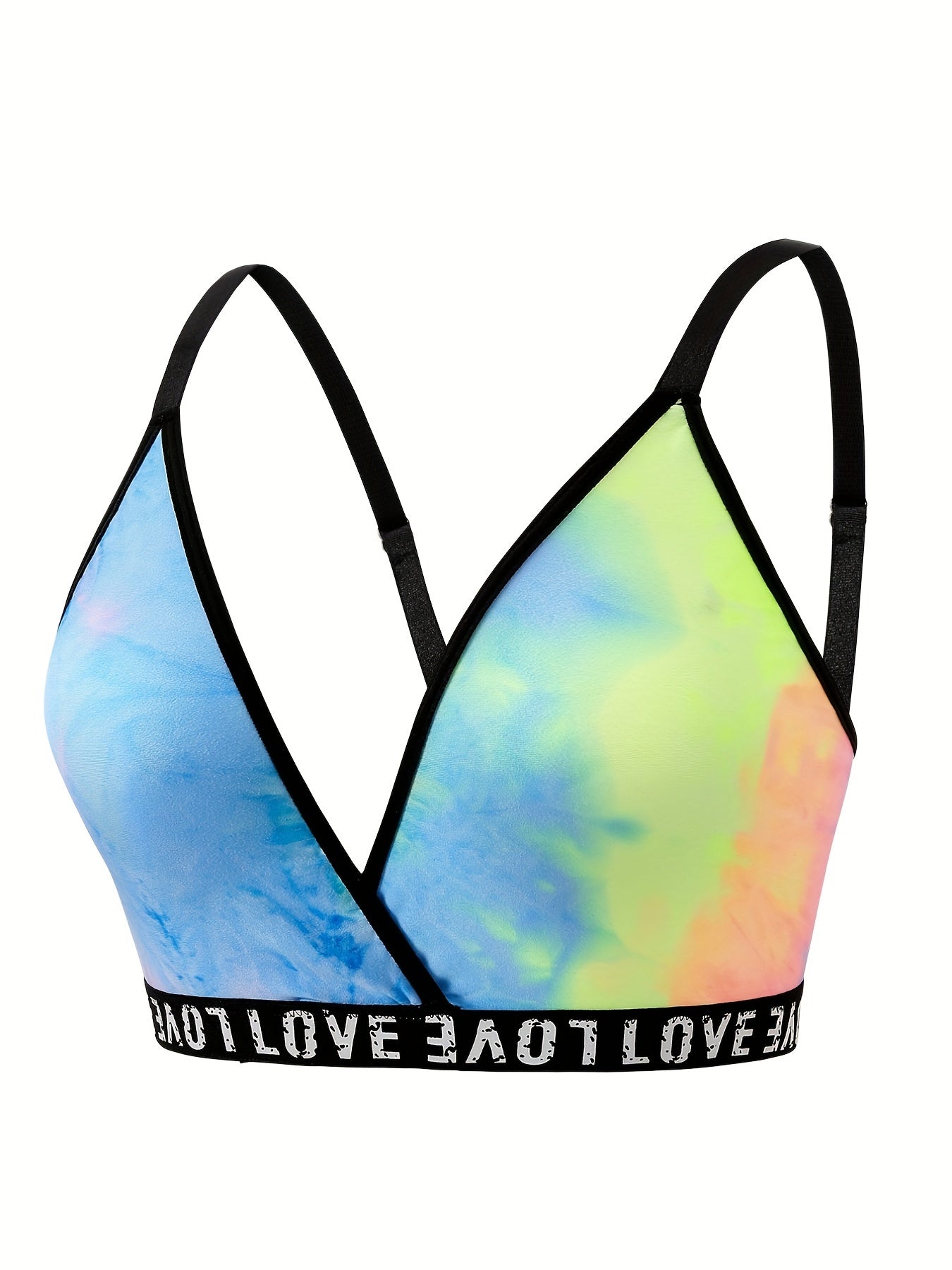 Tie Dye Letter Tape Bra & Underwear Set