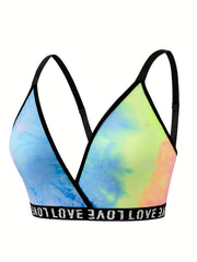 Tie Dye Letter Tape Bra & Underwear Set