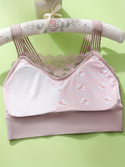Lace Trim Wireless Sports Bra Breathable Push Up Bralette