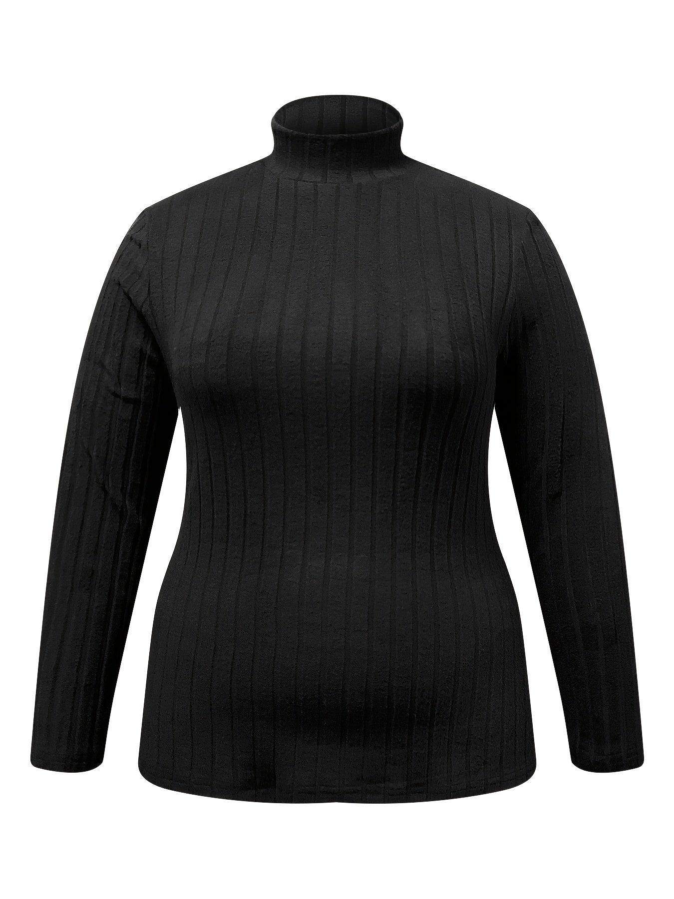 Solid Knit Top Women's Long Sleeve Stand Collar Medium Str