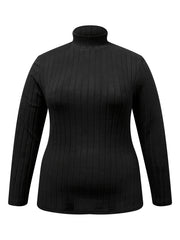 Solid Knit Top Women's Long Sleeve Stand Collar Medium Str