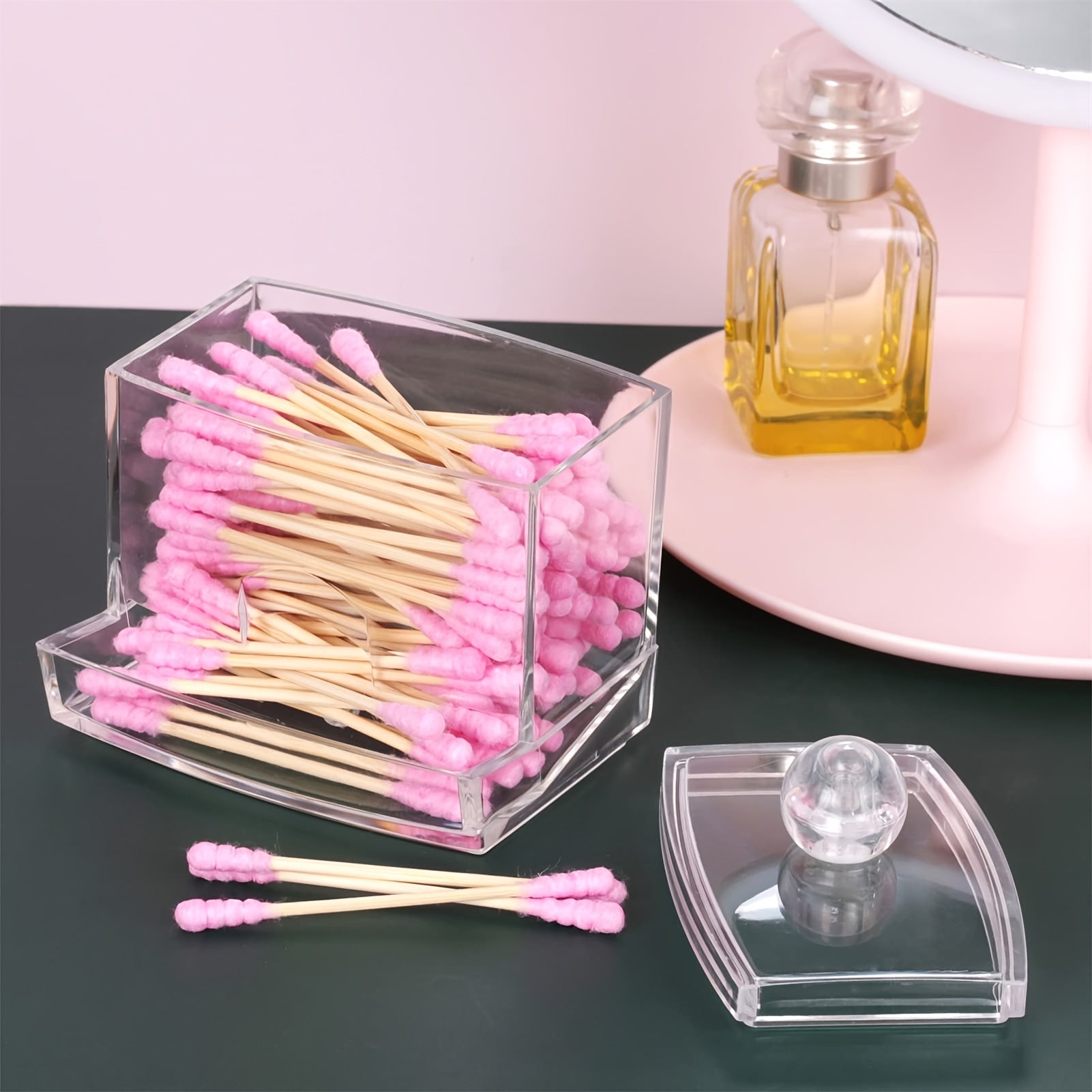 Cotton Swab Pads Holder Bathroom Organizer Apothecary Jar Storage