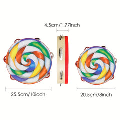 10" Lollipop Single Row Hand Rattle Drum - Griff Musical Instrument