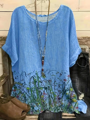Floral Print Short Sleeve Blouse