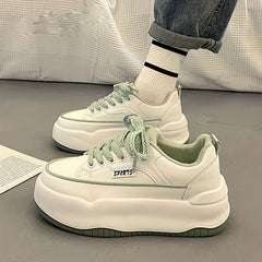 Thick Sole Lightweight Chunky Sneakers Faux Leather Running Shoes