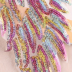 Beaded Embroidery Sequins Feather Wings Patch For Girls Clothing DIY