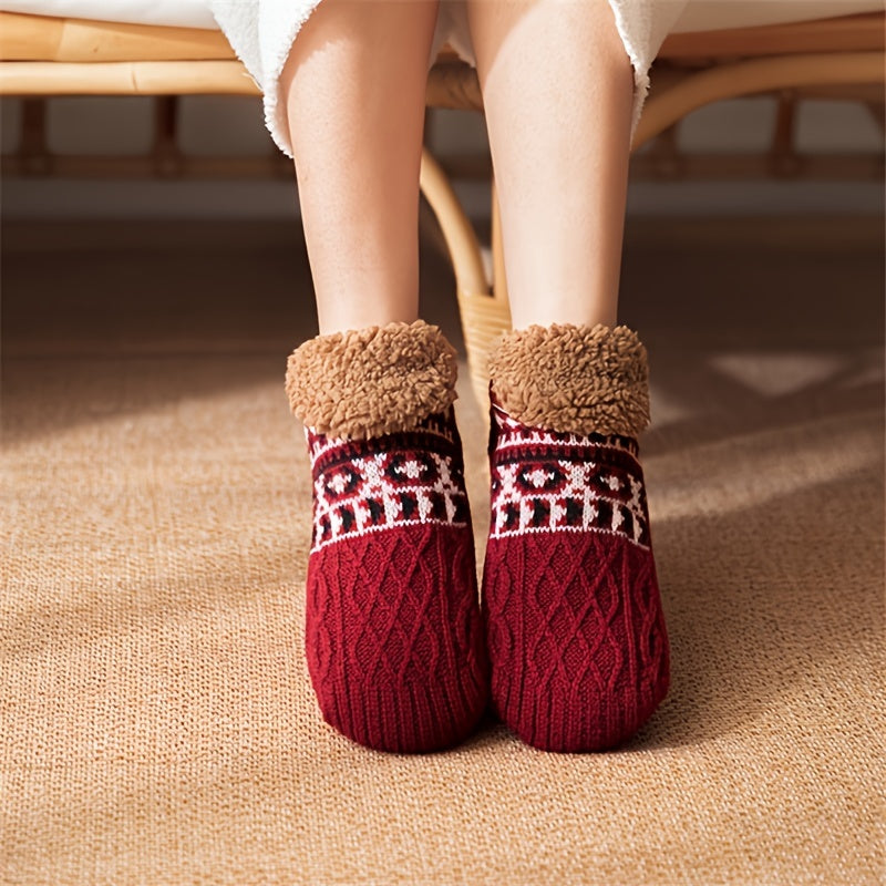 Plush Lined Socks Soft & Warm Low Cut Floor Socks Women's