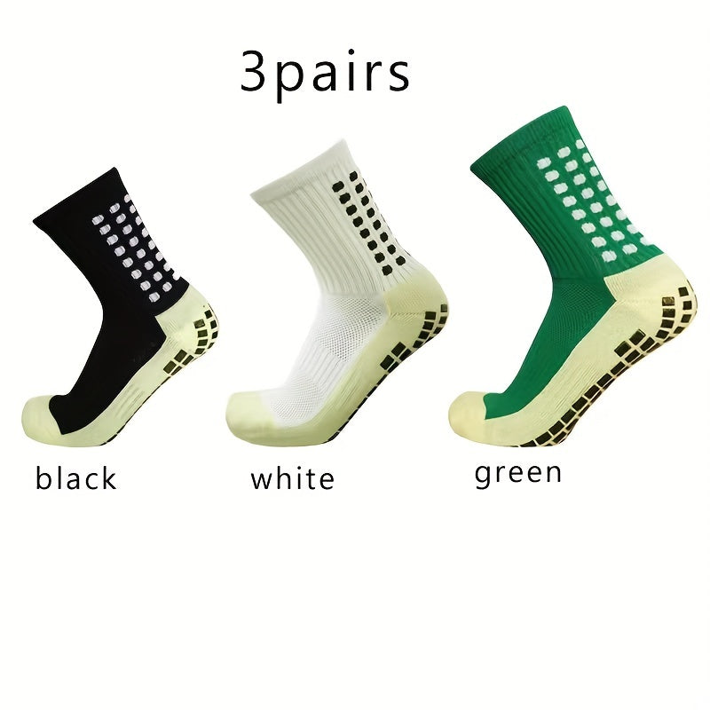 3 Pairs Non slip Football Socks Men's Mid Tube Training Socks