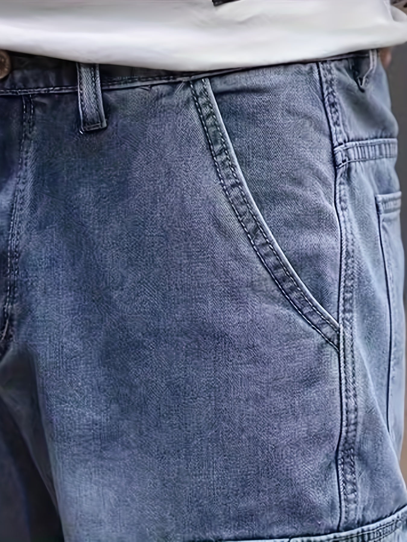 Distressed Denim Shorts Men's Casual Stretch Pocket Street Style