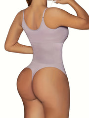 V Neck Backless Tummy Control Bodysuit for Women