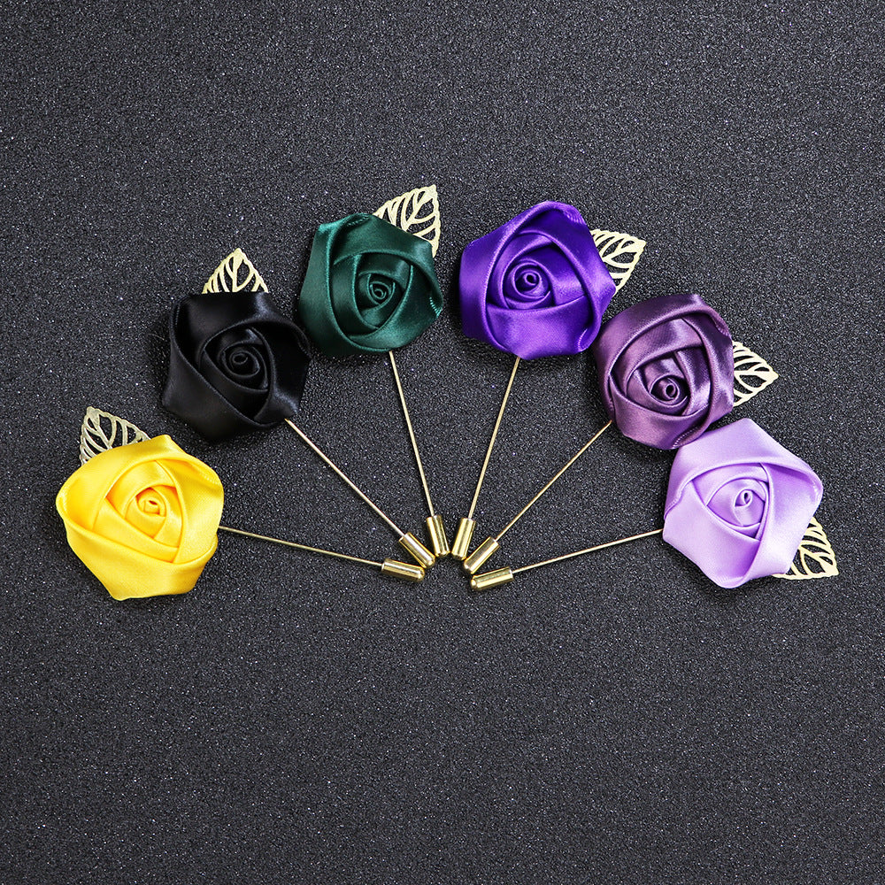 Men's Wedding Groom Rose Suit Brooch