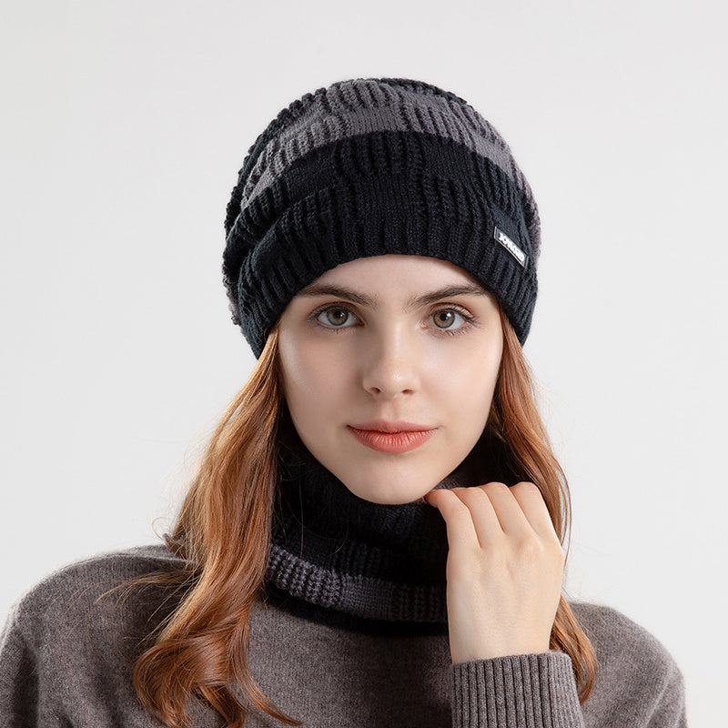 2pcs Knitted Hat Scarf Set Winter Warm Earmuffs Men Women